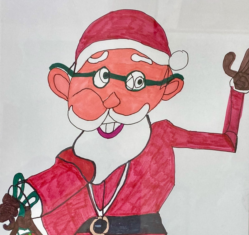 Bernadine Gibbs felt pen drawing of Santa Claus